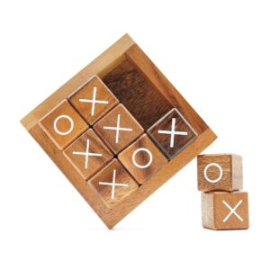 BSIRI 4-Inch Tic Tac Toe Recreation for Children and Adults – Rustic Picket Decor for Espresso Tables and Desks, Excellent for Household Recreation Nights