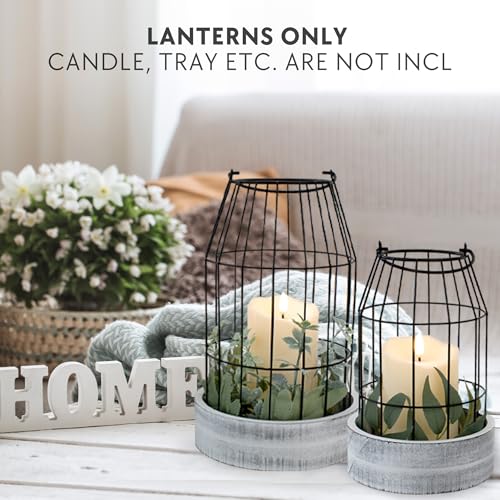 Set of two Rustic Farmhouse Lanterns - Stylish Ornamental Accents for Your Residing Room, Fire Mantel, or Kitchen Eating Desk - Modern Magnificence for Each Room in Your Residence