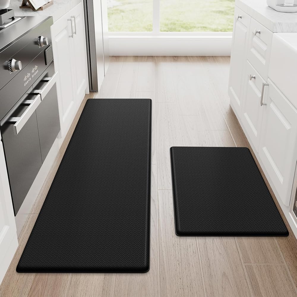 StepRite Kitchen Mat Set, 2-Piece Cushioned Anti-Fatigue Rugs for Kitchen Flooring, Non-Slip Standing Desk Mats, Waterproof Kitchen Rug Duo