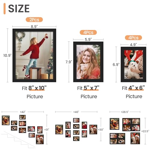 Upsimples 10-Pack Collage Image Frames for Wall Decor, Versatile Gallery Body Set for Mounting or Tabletop Use, Numerous Sizes Together with 8x10, 5x7, and 4x6 Household Picture...